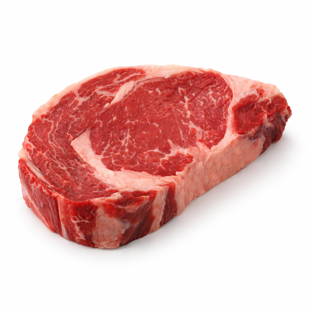 Raw steak on a white background