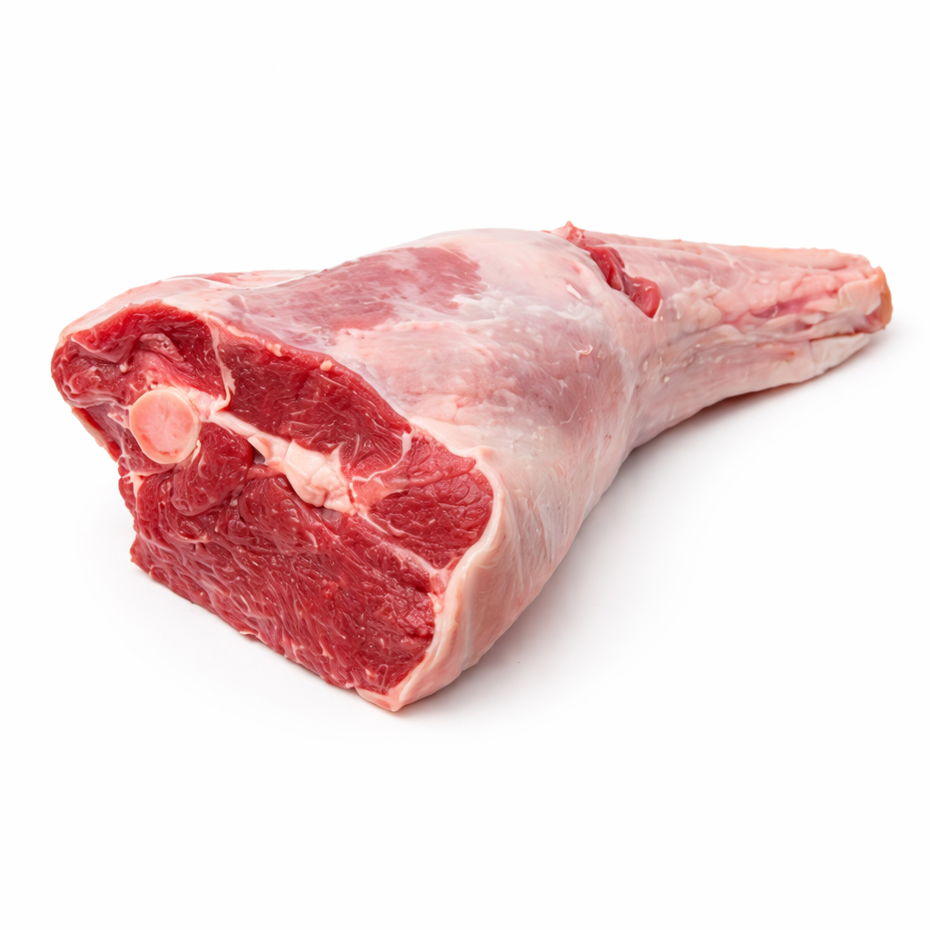 Raw meat leg on a white background